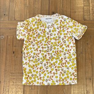 Mini Rodini yellow and brown floral short sleeve tee shirt tee shirt 5-7 years